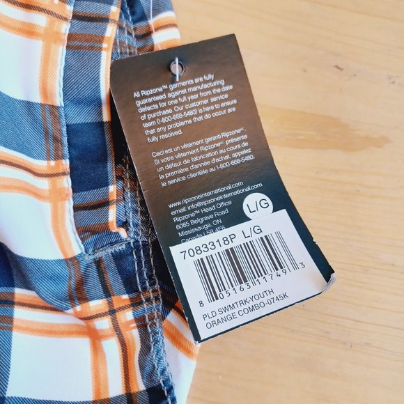 🎀 3/$30 NWT! Ripzone Boy's L Swim Trunks Orange /Grey Combo (3753) - Picture 6 of 11